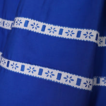 Load image into Gallery viewer, 50s 60s "LAVINIA" BOLD BLUE SHIRTWAISTER DAY DRESS WITH RIBBON TRIM - S