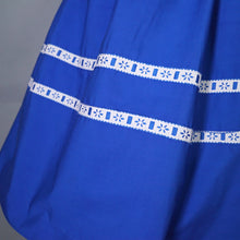 Load image into Gallery viewer, 50s 60s "LAVINIA" BOLD BLUE SHIRTWAISTER DAY DRESS WITH RIBBON TRIM - S