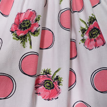 Load image into Gallery viewer, 50s PINK DOT AND FLORAL TEXTURED COTTON FULL SKIRTED DAY DRESS - S