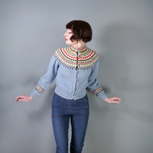Load image into Gallery viewer, 60s 70s LIGHT BLUE WOOL NORWEGIAN / SCANDIC FAIRISLE CARDIGAN - S