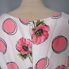 Load image into Gallery viewer, 50s PINK DOT AND FLORAL TEXTURED COTTON FULL SKIRTED DAY DRESS - S