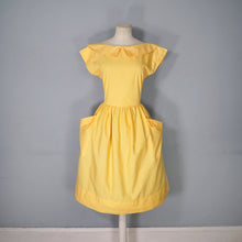 Load image into Gallery viewer, 80s does 50s BRIGHT YELLOW FULL SKIRTED BACK BUTTON SUN DRESS - XS-S