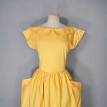 Load image into Gallery viewer, 80s does 50s BRIGHT YELLOW FULL SKIRTED BACK BUTTON SUN DRESS - XS-S