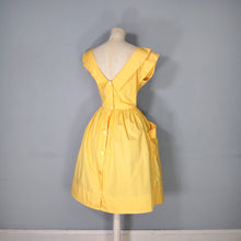 Load image into Gallery viewer, 80s does 50s BRIGHT YELLOW FULL SKIRTED BACK BUTTON SUN DRESS - XS-S