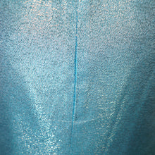 Load image into Gallery viewer, 60s ICE BLUE AND SILVER POLKA DOT METALLIC WIGGLE DRESS - XS