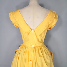 Load image into Gallery viewer, 80s does 50s BRIGHT YELLOW FULL SKIRTED BACK BUTTON SUN DRESS - XS-S