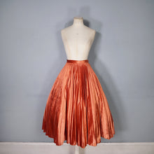Load image into Gallery viewer, 70s CRAIGMERE FULL CIRCLE PLEATED PUMPKIN ORANGE VELOUR SKIRT - 25&quot;