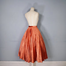 Load image into Gallery viewer, 70s CRAIGMERE FULL CIRCLE PLEATED PUMPKIN ORANGE VELOUR SKIRT - 25&quot;