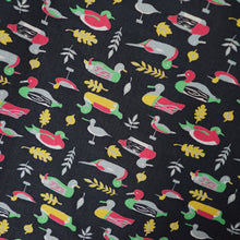 Load image into Gallery viewer, 50s NOVELTY BLACK DUCK PRINT FULL SKIRTED BELTED COTTON DRESS - M