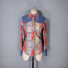 Load image into Gallery viewer, 70s 80s PATCHWORK PRINT WESTERN COWBOY SHIRT - XS-S