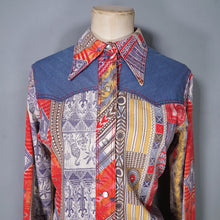 Load image into Gallery viewer, 70s 80s PATCHWORK PRINT WESTERN COWBOY SHIRT - XS-S