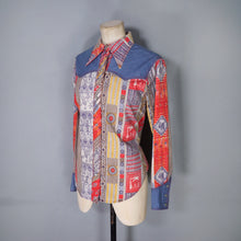 Load image into Gallery viewer, 70s 80s PATCHWORK PRINT WESTERN COWBOY SHIRT - XS-S