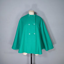 Load image into Gallery viewer, 80s VIBRANT JADE GREEN FULL SWEEP SHORT DOUBLE BREASTED WOOL CAPE - FREE SIZE