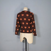 Load image into Gallery viewer, 70s SOFT KNIT BROWN AND PEACH HEART JUMPER TOP - XS-S