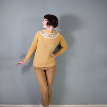 Load image into Gallery viewer, 70s WARM YELLOW WOOL HANDKNIT FAIRISLE JUMPER - M-L