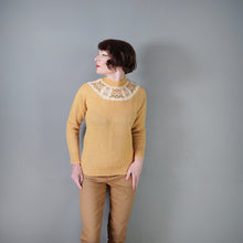 Load image into Gallery viewer, 70s WARM YELLOW WOOL HANDKNIT FAIRISLE JUMPER - M-L