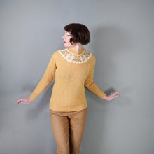 Load image into Gallery viewer, 70s WARM YELLOW WOOL HANDKNIT FAIRISLE JUMPER - M-L