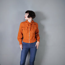 Load image into Gallery viewer, 40s style HANDKNITTED BRIGHT ORANGE WOOL CARDIGAN JACKET WITH HOOD - M-L