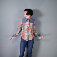 Load image into Gallery viewer, 70s 80s PATCHWORK PRINT WESTERN COWBOY SHIRT - XS-S