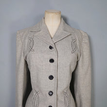 Load image into Gallery viewer, 40s GREY WESTERN STYLE FITTED WOOL JACKET WITH PATCHWORK DESIGNS - M