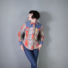 Load image into Gallery viewer, 70s 80s PATCHWORK PRINT WESTERN COWBOY SHIRT - XS-S