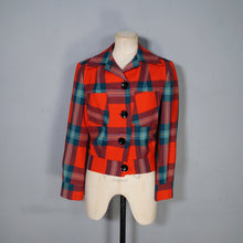 Load image into Gallery viewer, 60s does 40s BROWNSTONES RED GREEN TARTAN BOMBER STYLE JACKET - S-M