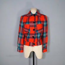 Load image into Gallery viewer, 60s does 40s BROWNSTONES RED GREEN TARTAN BOMBER STYLE JACKET - S-M