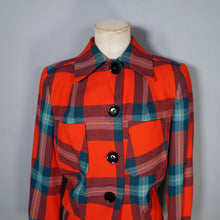 Load image into Gallery viewer, 60s does 40s BROWNSTONES RED GREEN TARTAN BOMBER STYLE JACKET - S-M