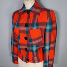 Load image into Gallery viewer, 60s does 40s BROWNSTONES RED GREEN TARTAN BOMBER STYLE JACKET - S-M