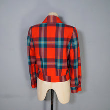 Load image into Gallery viewer, 60s does 40s BROWNSTONES RED GREEN TARTAN BOMBER STYLE JACKET - S-M