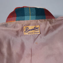 Load image into Gallery viewer, 60s does 40s BROWNSTONES RED GREEN TARTAN BOMBER STYLE JACKET - S-M