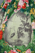Load image into Gallery viewer, 50s 60s BOLD GREEN FLORAL NOVELTY COTTON DRESS WITH FULL SKIRT - S