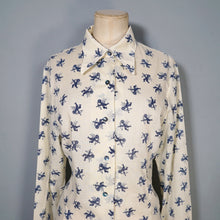 Load image into Gallery viewer, 70s BLUE WHITE CHERUB / CUPID NOVELTY PRINT SHIRT - S