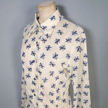 Load image into Gallery viewer, 70s BLUE WHITE CHERUB / CUPID NOVELTY PRINT SHIRT - S