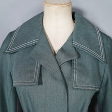 Load image into Gallery viewer, 70s DARK FOREST GREEN DENIM COTTON BELTED TRENCH COAT - S