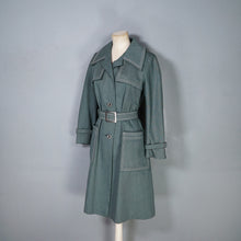 Load image into Gallery viewer, 70s DARK FOREST GREEN DENIM COTTON BELTED TRENCH COAT - S