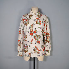 Load image into Gallery viewer, 70s MUSHROOM / TOADSTOOL AND SNAIL PRINT NOVELTY AUTUMN SHIRT - L
