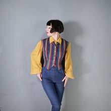 Load image into Gallery viewer, 50s COLOURFUL RAINBOW STRIPE FITTED LADIES WAISTCOAT  SHIRT - S-M