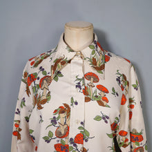 Load image into Gallery viewer, 70s MUSHROOM / TOADSTOOL AND SNAIL PRINT NOVELTY AUTUMN SHIRT - L