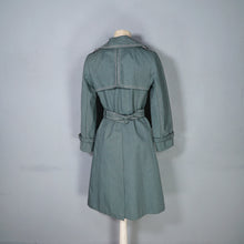 Load image into Gallery viewer, 70s DARK FOREST GREEN DENIM COTTON BELTED TRENCH COAT - S
