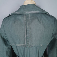 Load image into Gallery viewer, 70s DARK FOREST GREEN DENIM COTTON BELTED TRENCH COAT - S
