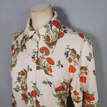 Load image into Gallery viewer, 70s MUSHROOM / TOADSTOOL AND SNAIL PRINT NOVELTY AUTUMN SHIRT - L