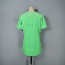 Load image into Gallery viewer, 60s BOLD LIME GREEN TERRY TOWELLING MINI ROBE / BEACH COVER UP MINI DRESS - S-M