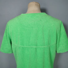 Load image into Gallery viewer, 60s BOLD LIME GREEN TERRY TOWELLING MINI ROBE / BEACH COVER UP MINI DRESS - S-M