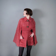 Load image into Gallery viewer, 80s ANDREW STEWART DUSKY PINK FUZZY MOHAIR AND WOOL CAPE COAT - S-M