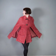 Load image into Gallery viewer, 80s ANDREW STEWART DUSKY PINK FUZZY MOHAIR AND WOOL CAPE COAT - S-M