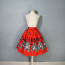 Load image into Gallery viewer, 60s BRIGHT RED NOVELTY BASSET HOUND DOG HEAD FULL SKIRT - 27"