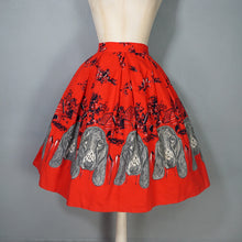 Load image into Gallery viewer, 60s BRIGHT RED NOVELTY BASSET HOUND DOG HEAD FULL SKIRT - 27"