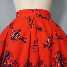 Load image into Gallery viewer, 60s BRIGHT RED NOVELTY BASSET HOUND DOG HEAD FULL SKIRT - 27"