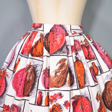Load image into Gallery viewer, 50s 60s SPORTAVILLE PINK MELON PEAR FLOWER VASE NOVELTY FRUIT SKIRT - 27&quot;